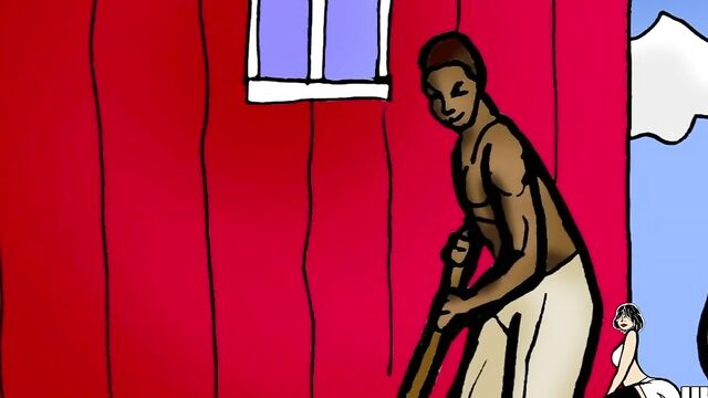 Белокурая доярка заглатывает огромный хуй негра