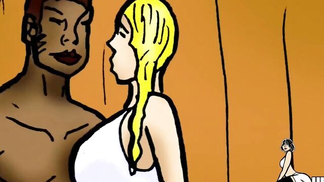 Белокурая доярка заглатывает огромный хуй негра