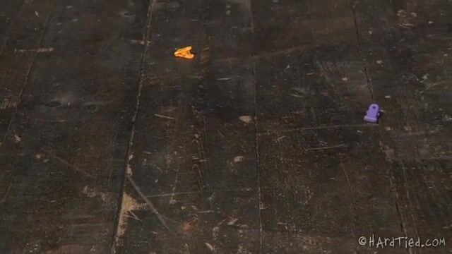 Связанная рабыня без нижнего белья подвергается сексуальным унижениям